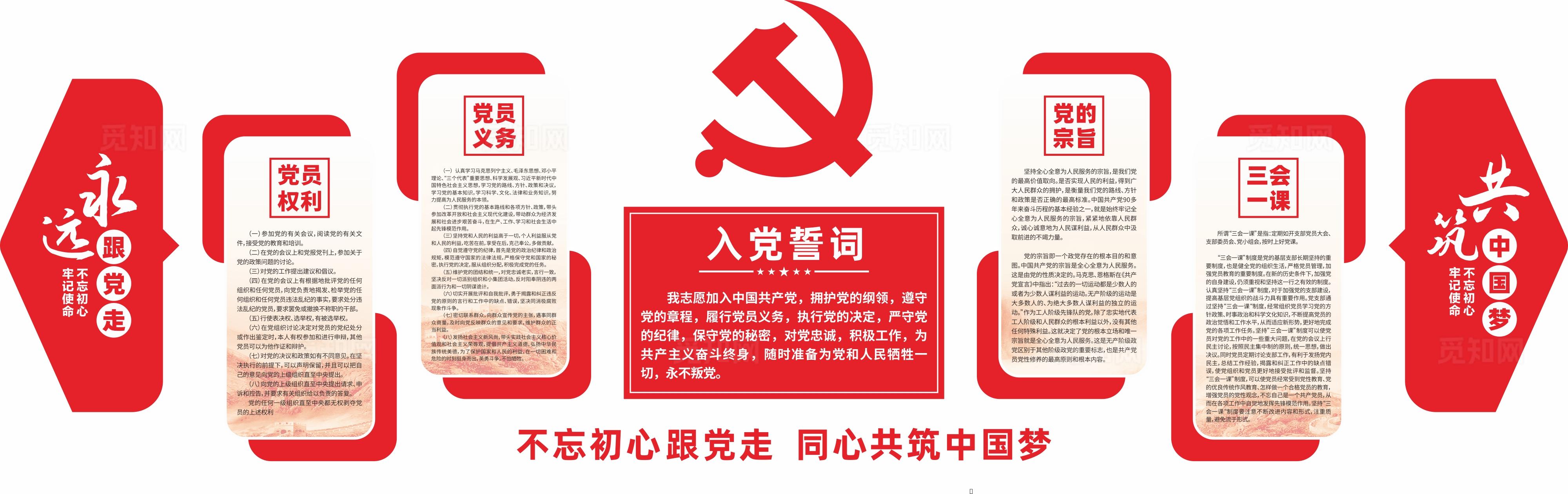 入党誓词党员活动室党建文化墙展板设计