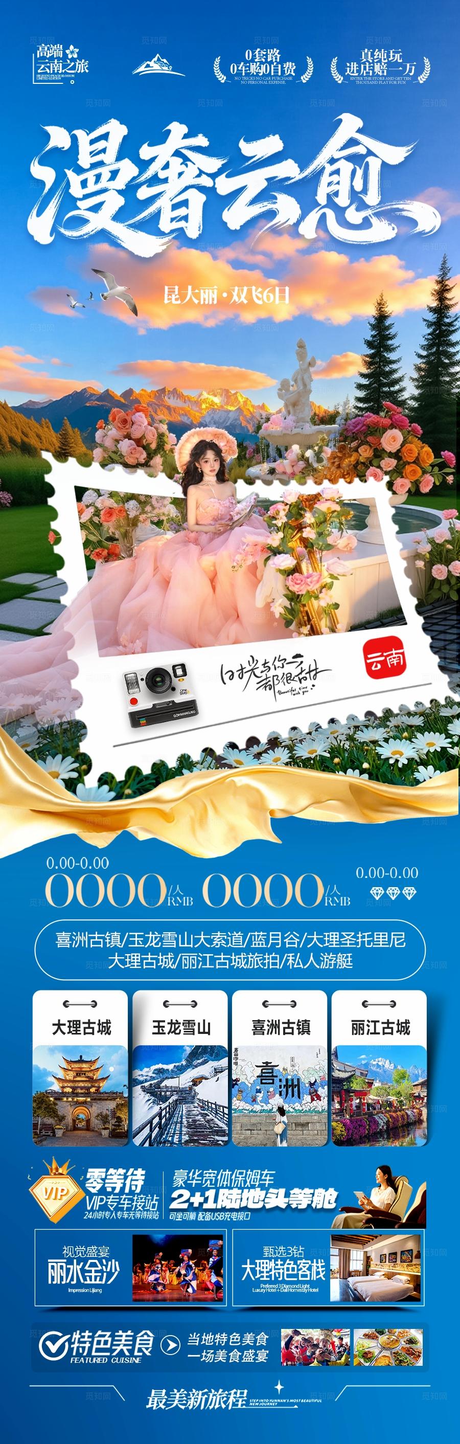 云南旅游海报昆明大理丽江西双版纳旅行