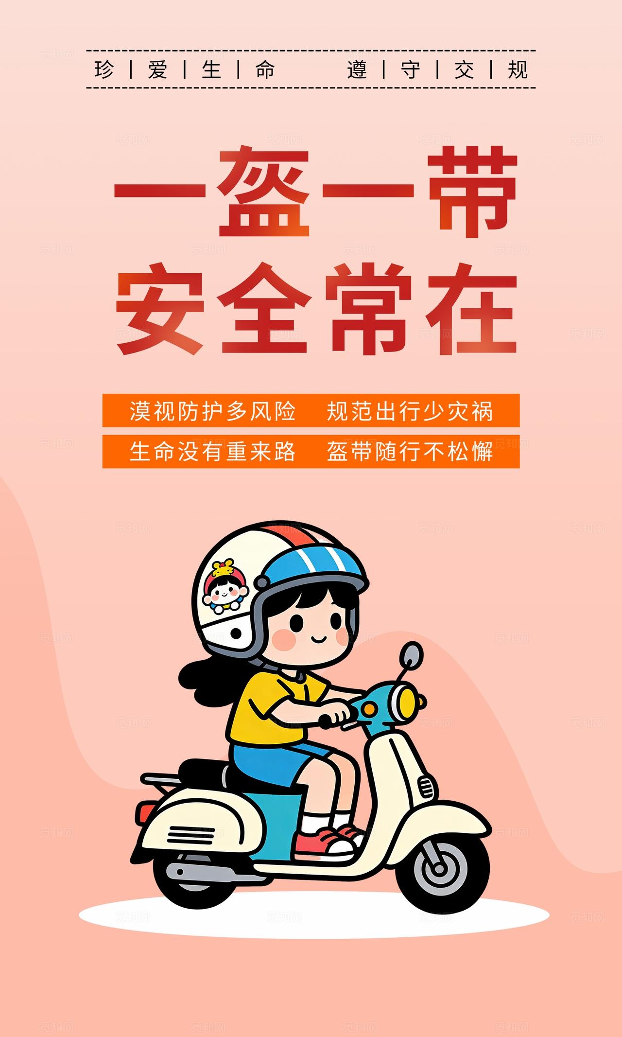 一窥一带 安全常在戴头盔交通安全海报