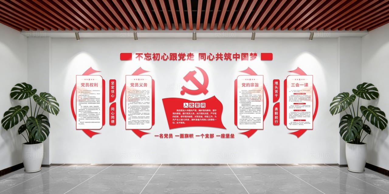 入党誓词党员活动室党建文化墙展板设计