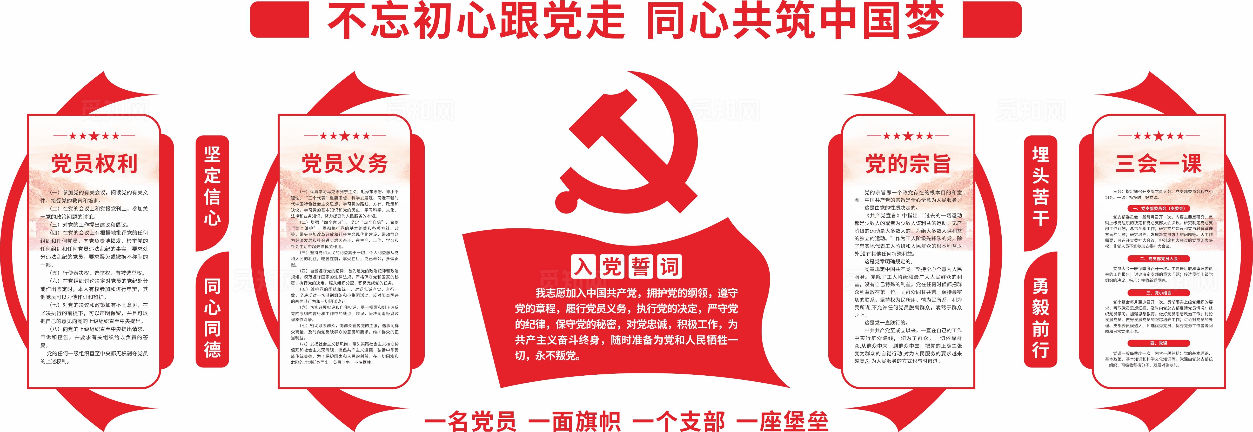 入党誓词党员活动室党建文化墙展板设计