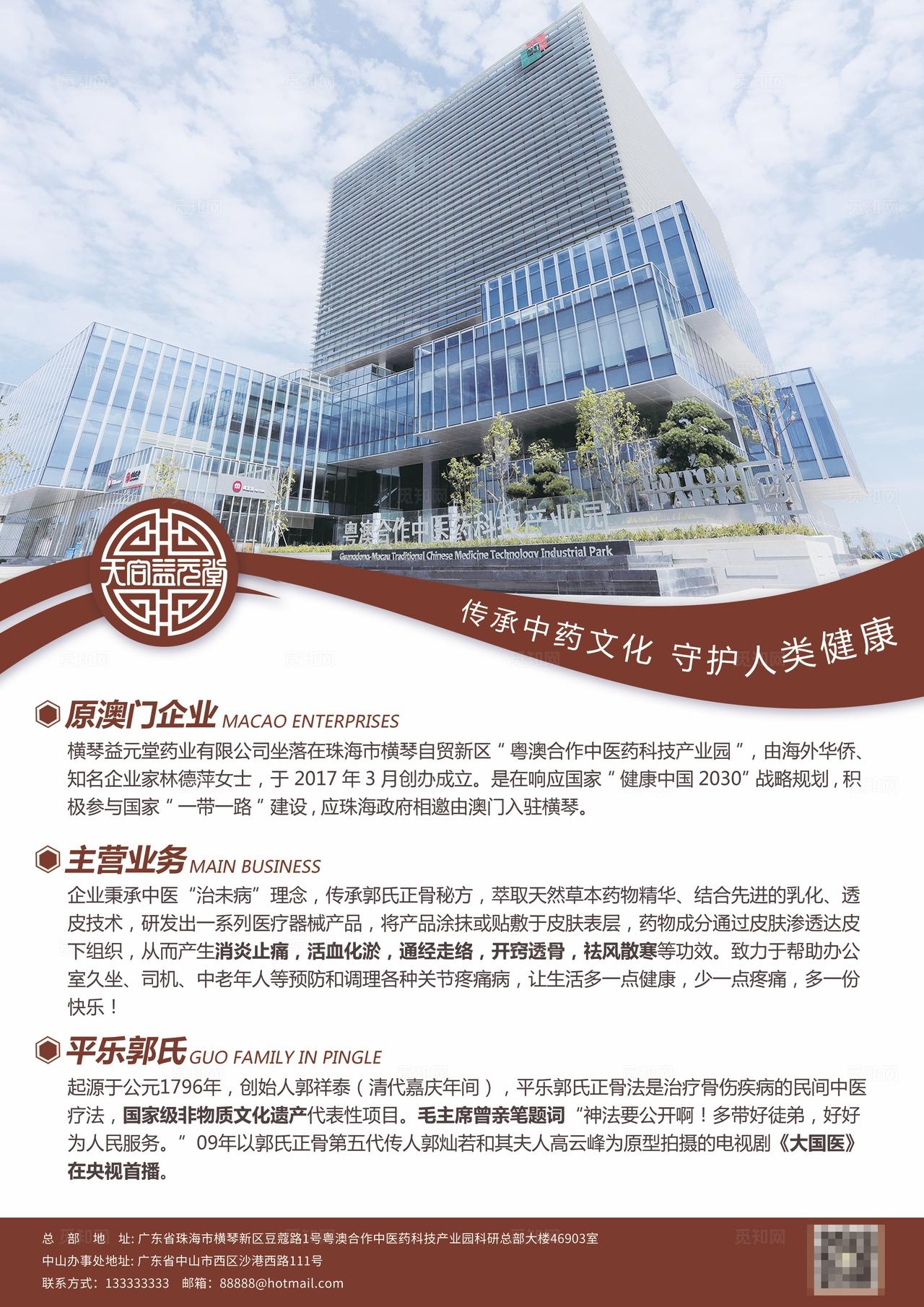 企业介绍中药文化产品介绍宣传单张海报