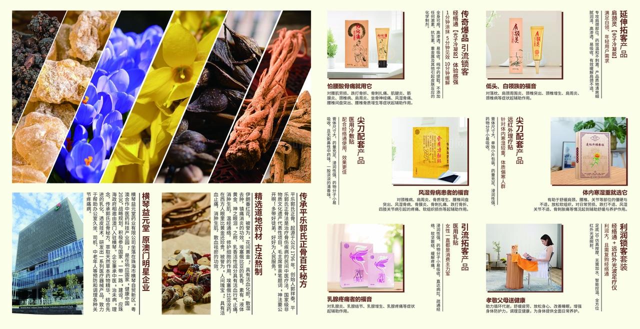 医疗保健品膏贴药膏企业产品介绍四折页展会宣传单