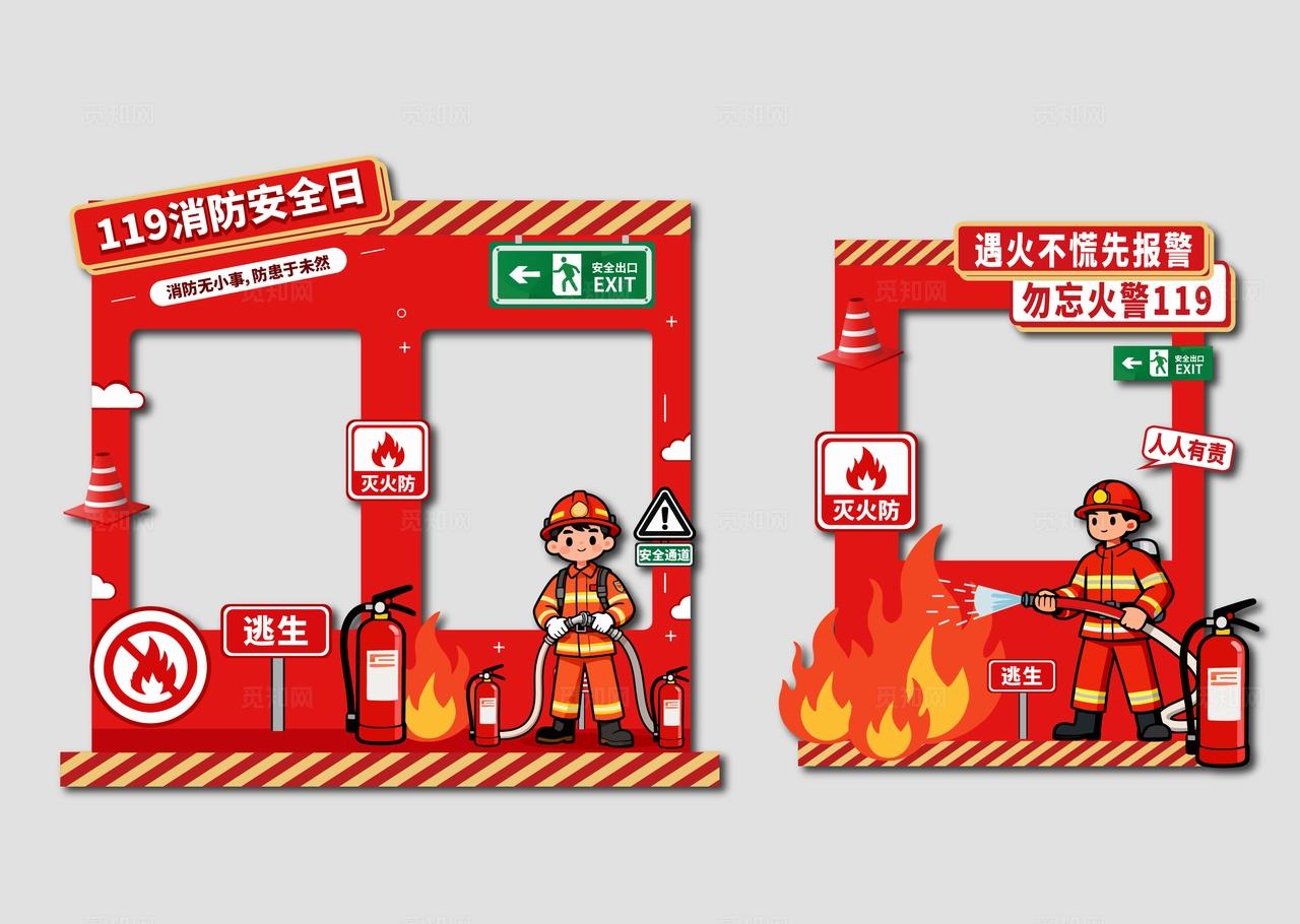 119消防安全日拍照打卡框