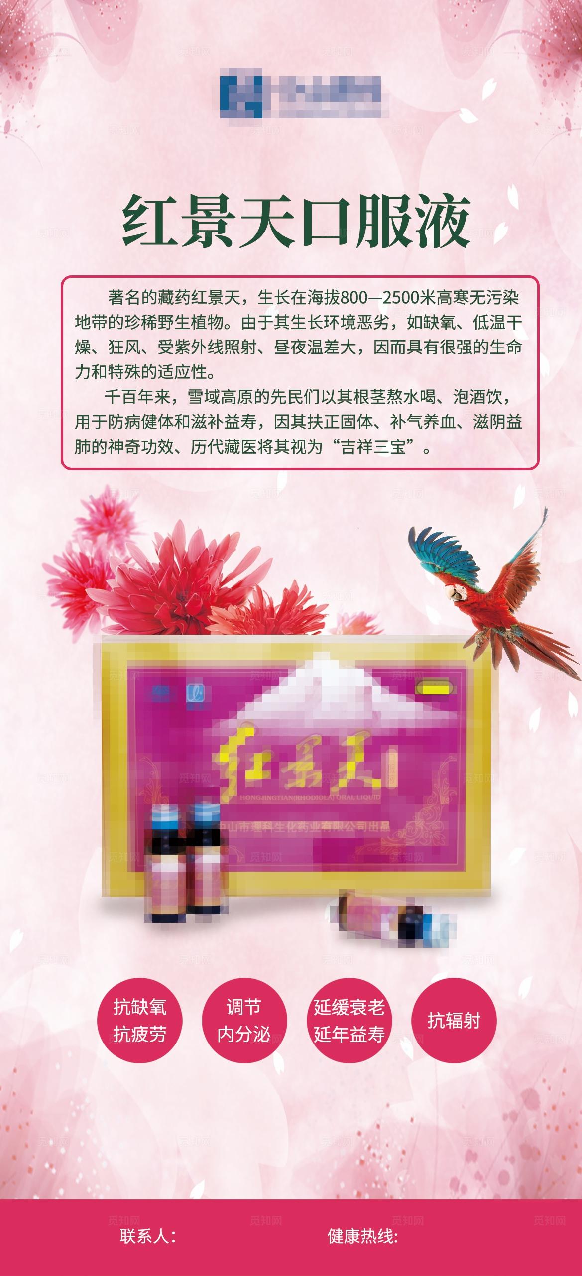 藏药大健康保健品红景天产品介绍海报单张