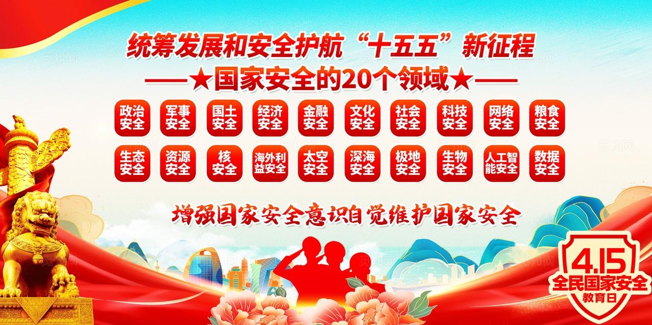 蓝色时尚国潮风2026年国家安全教育日传栏展板设计