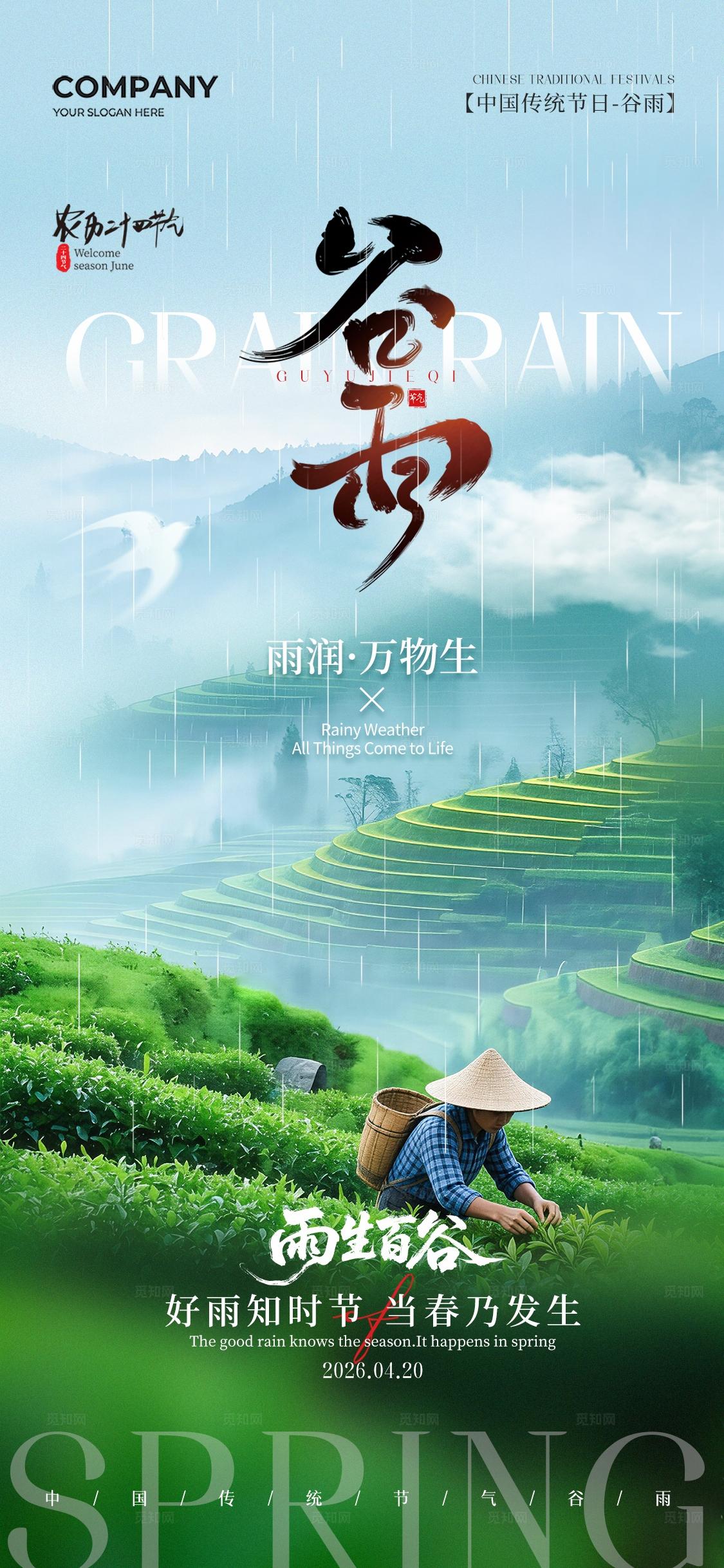 实拍风二十四节气谷雨节气手机宣传海报