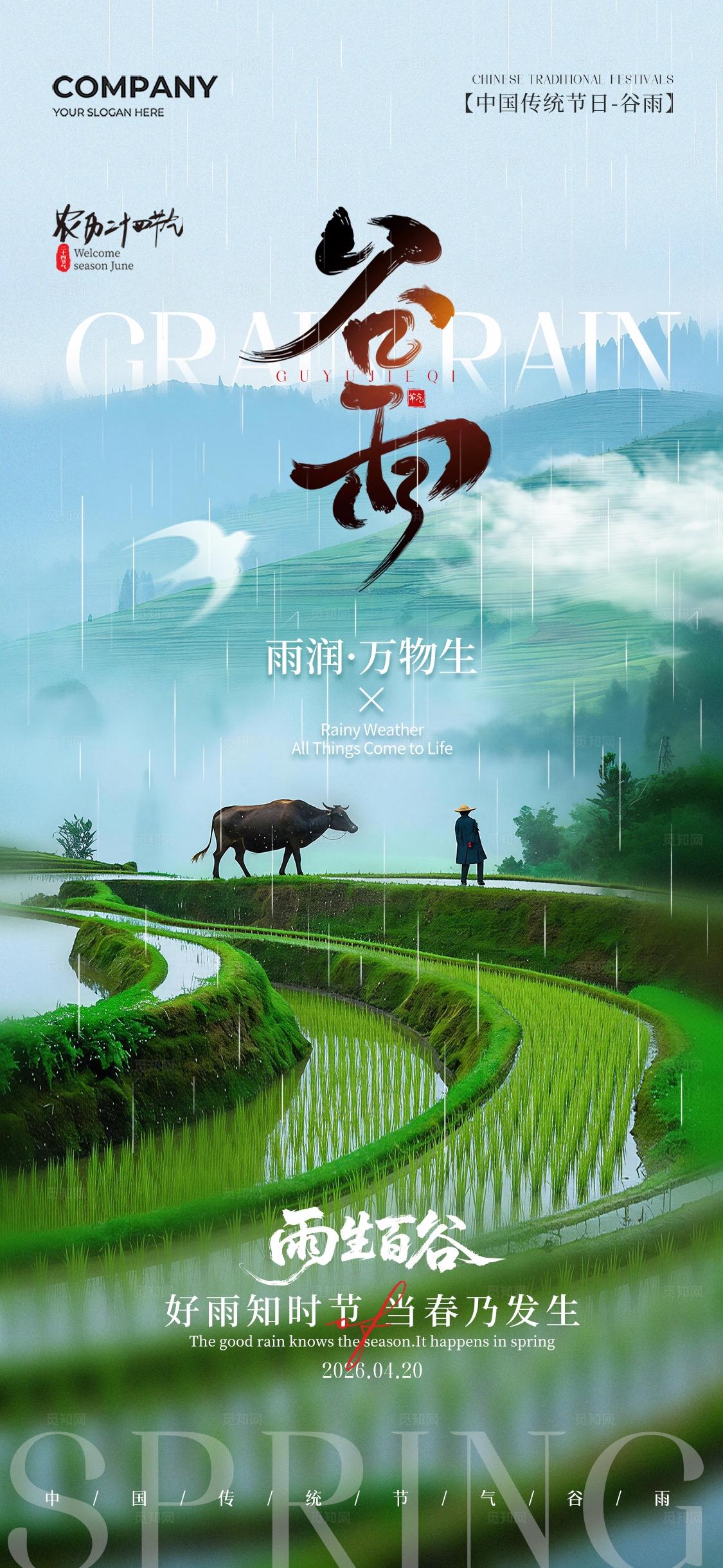 实拍风二十四节气谷雨节气手机宣传海报