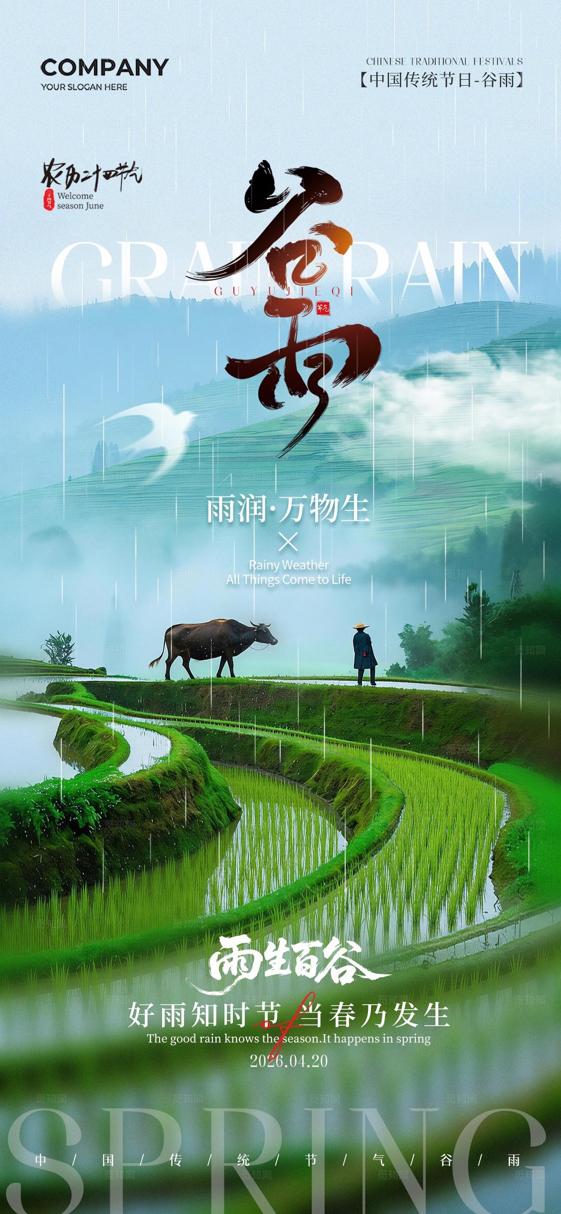 实拍风二十四节气谷雨节气手机宣传海报