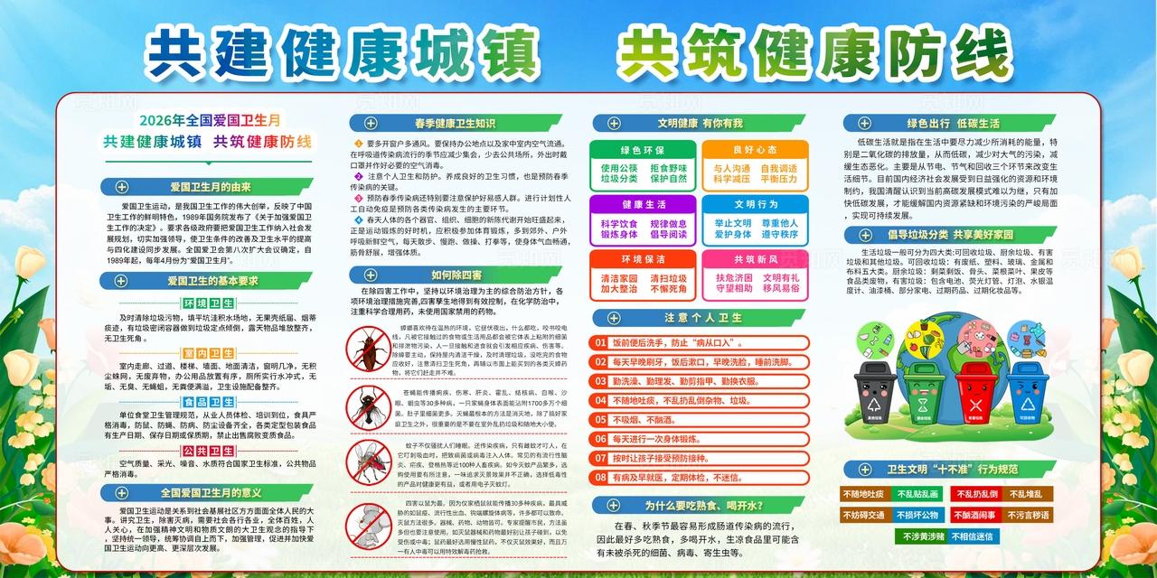 绿色2026年全国爱国卫生月海报宣传