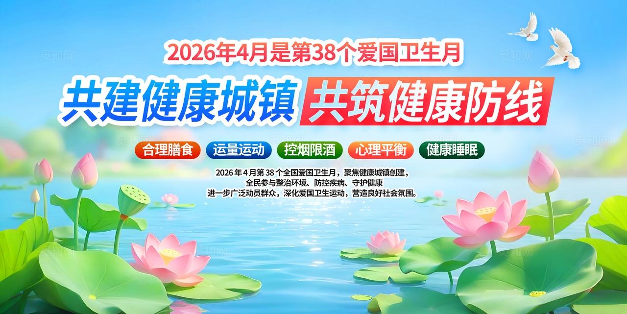 蓝色清新26年爱国卫生月知识宣传科普宣传栏展板