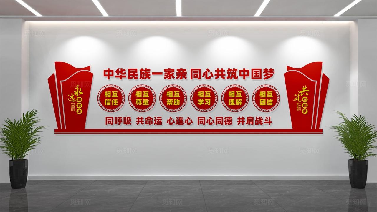 民族团结一家亲民族团结文化墙标语