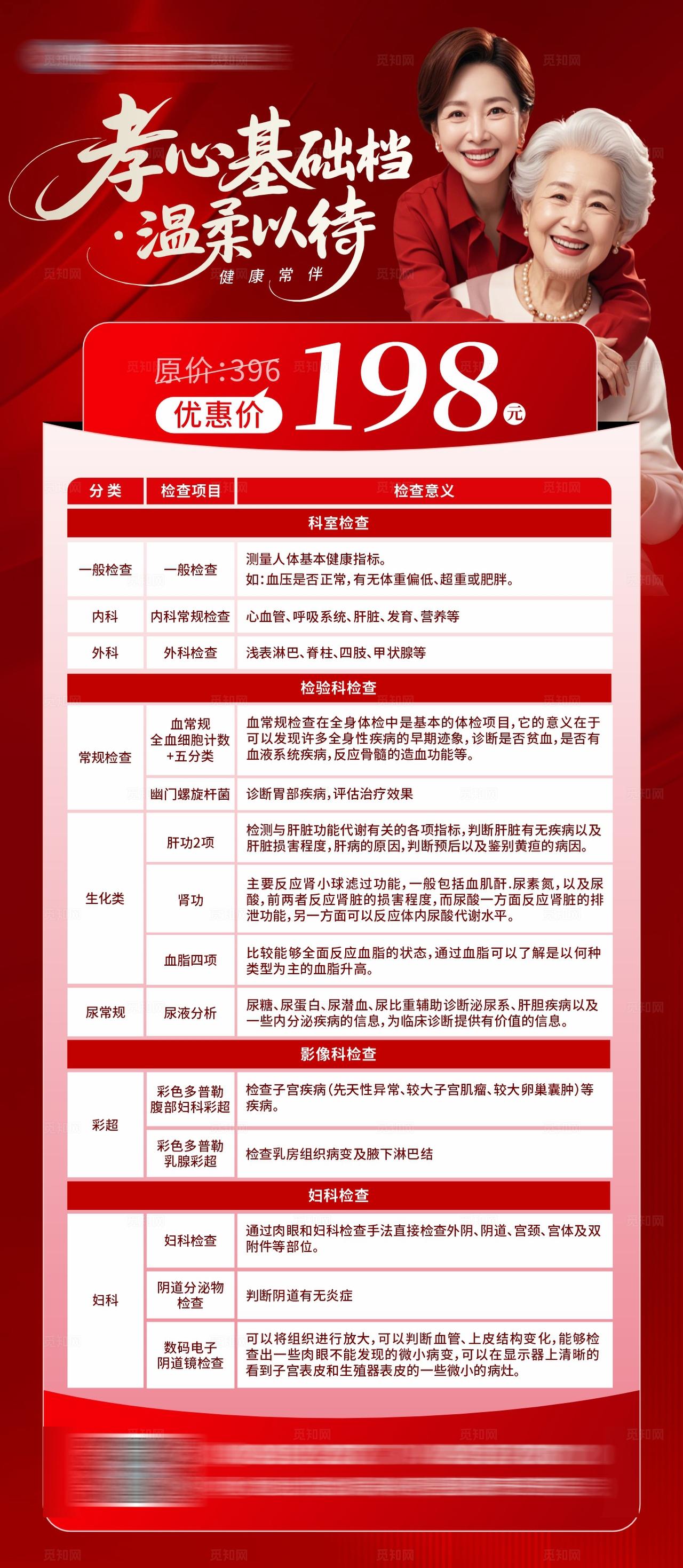 医院守护母亲女性健康体检套餐海报