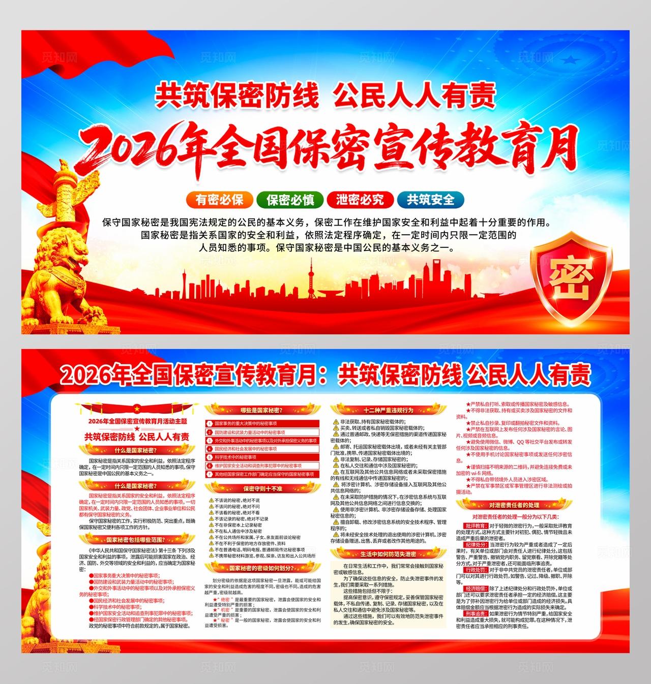 2026年全国保密宣传教育月展板党建背景宣传栏