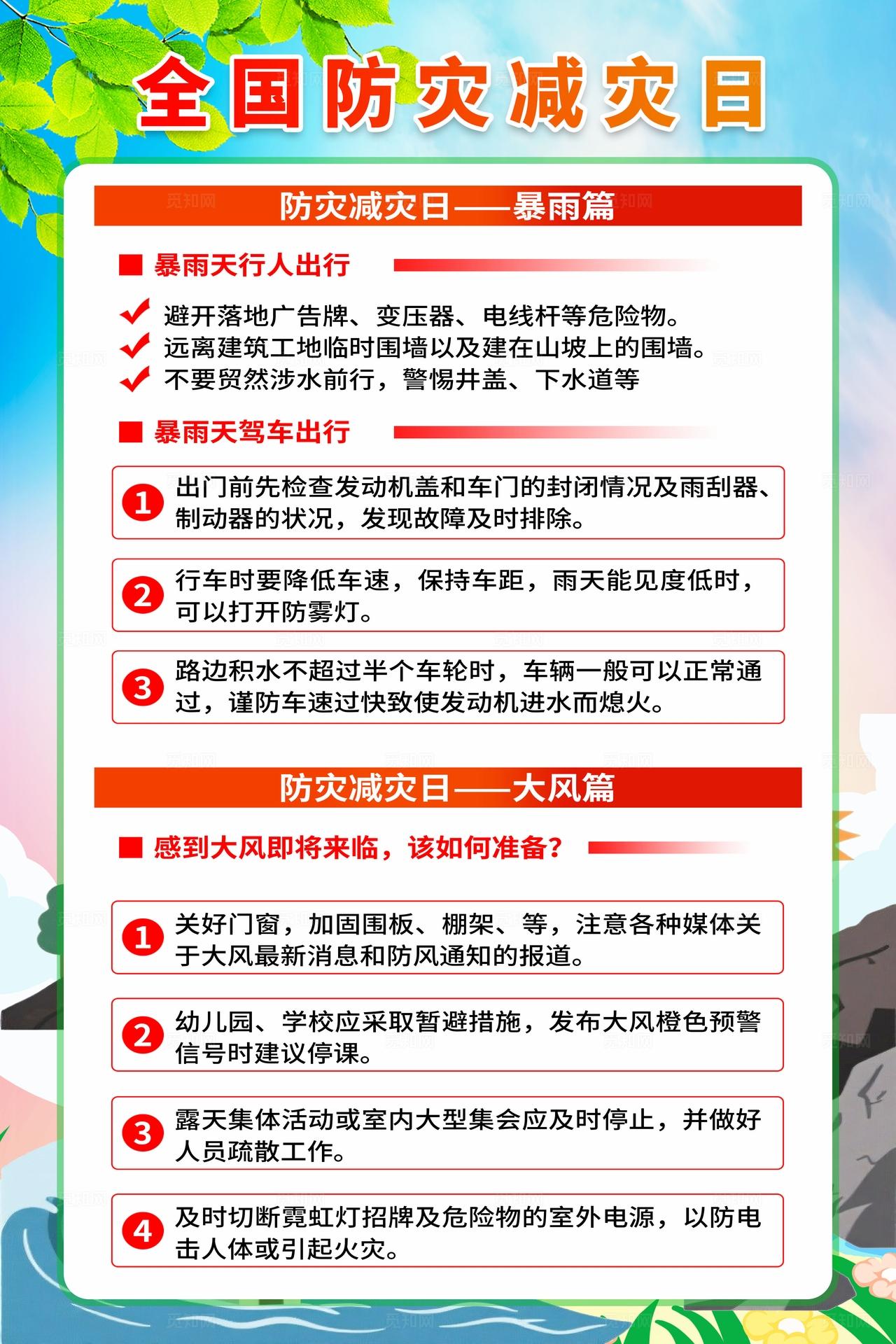 简单大气绿色2026年全国防灾减灾日防灾减灾宣传周宣传海报