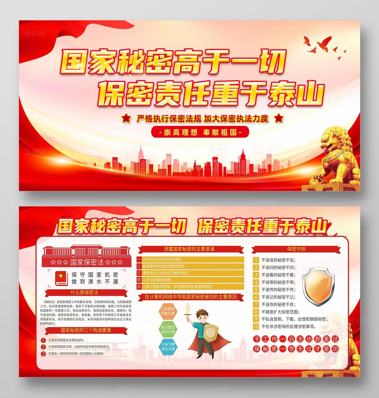 红色简约共筑保密防线公民人人有责2026全民保密宣传教育月宣传栏