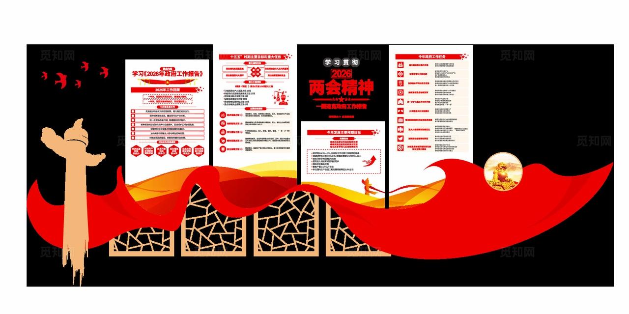 图解全国两会2026年两会精神党建文化墙