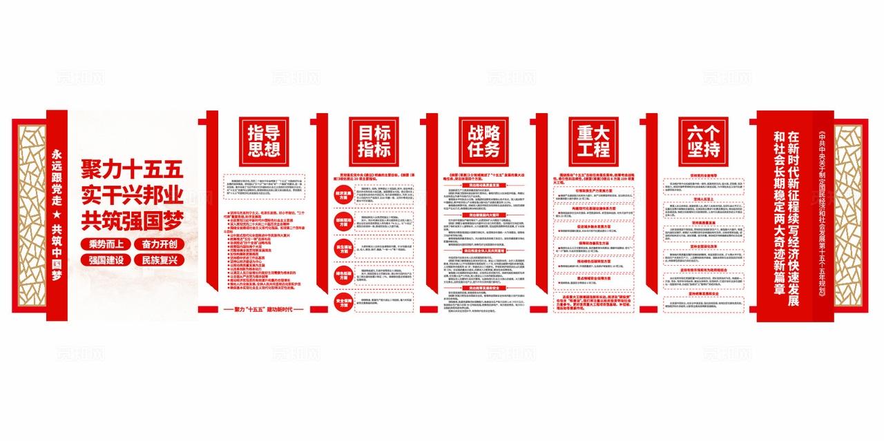 聚力十五五奋进新时代十五五规划党建文化墙