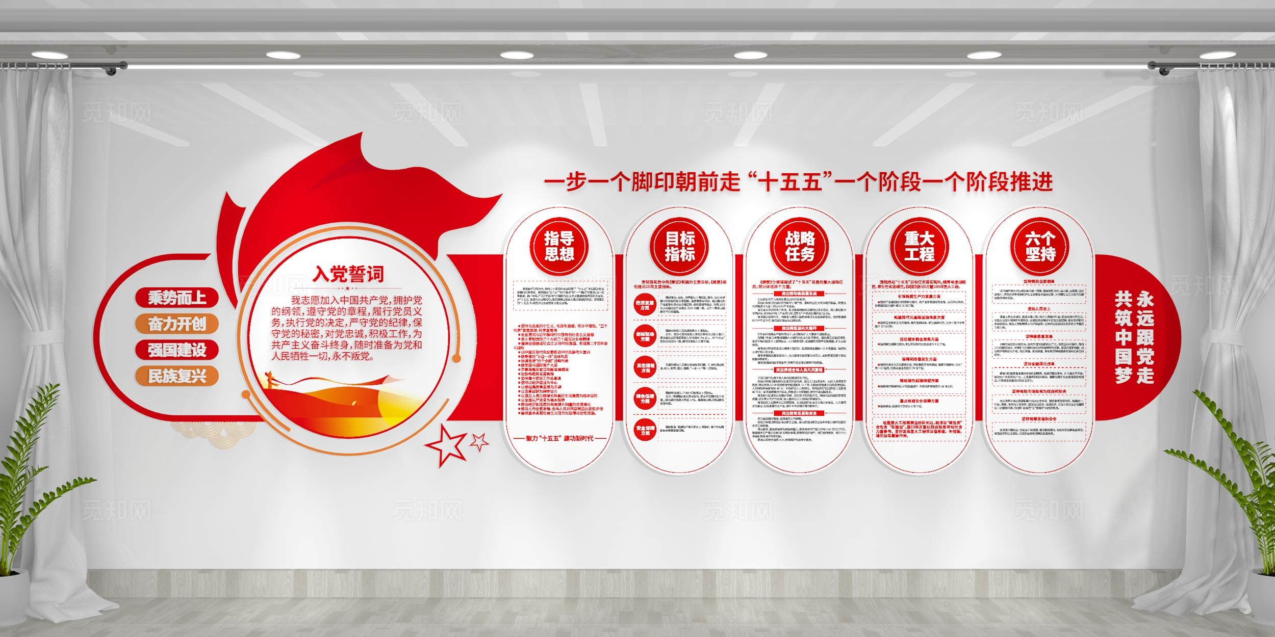 入党誓词党员学习园地十五五规划党建文化墙