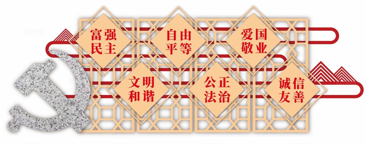 社会主义核心价值观户外美陈红色景观小品党建3D文化墙雕塑