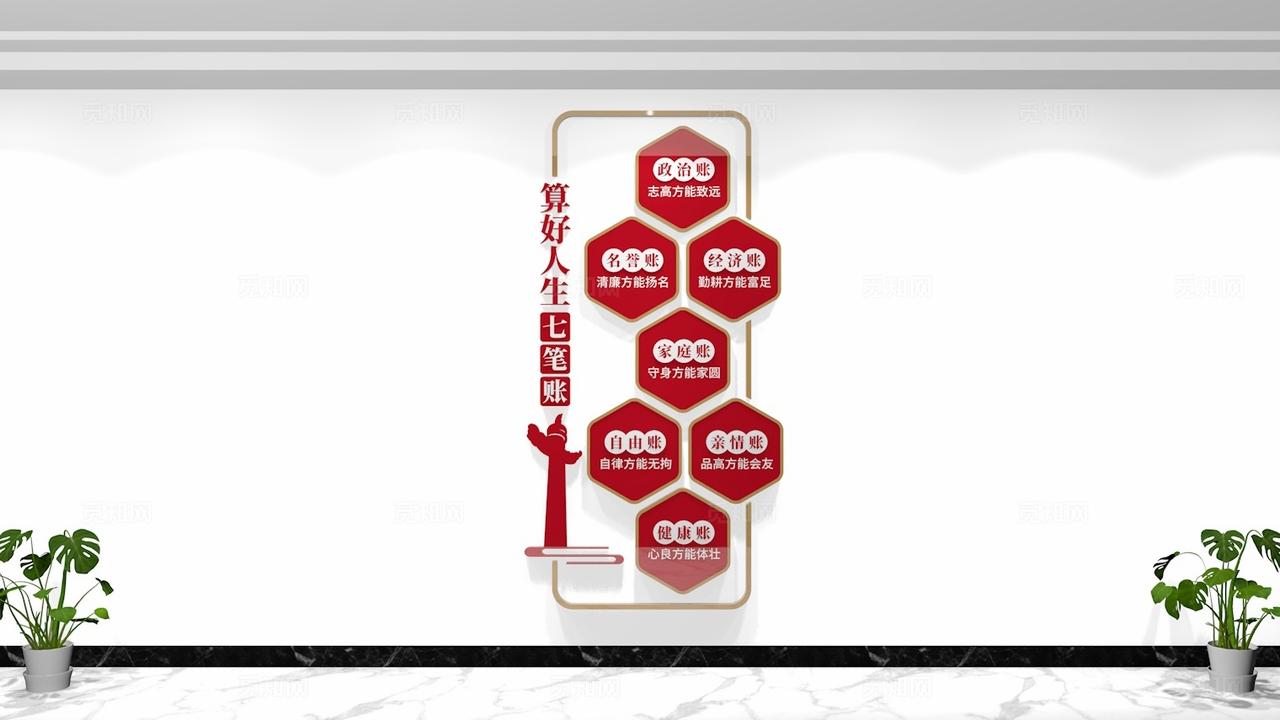 竖版算好人生七笔账廉政文化墙