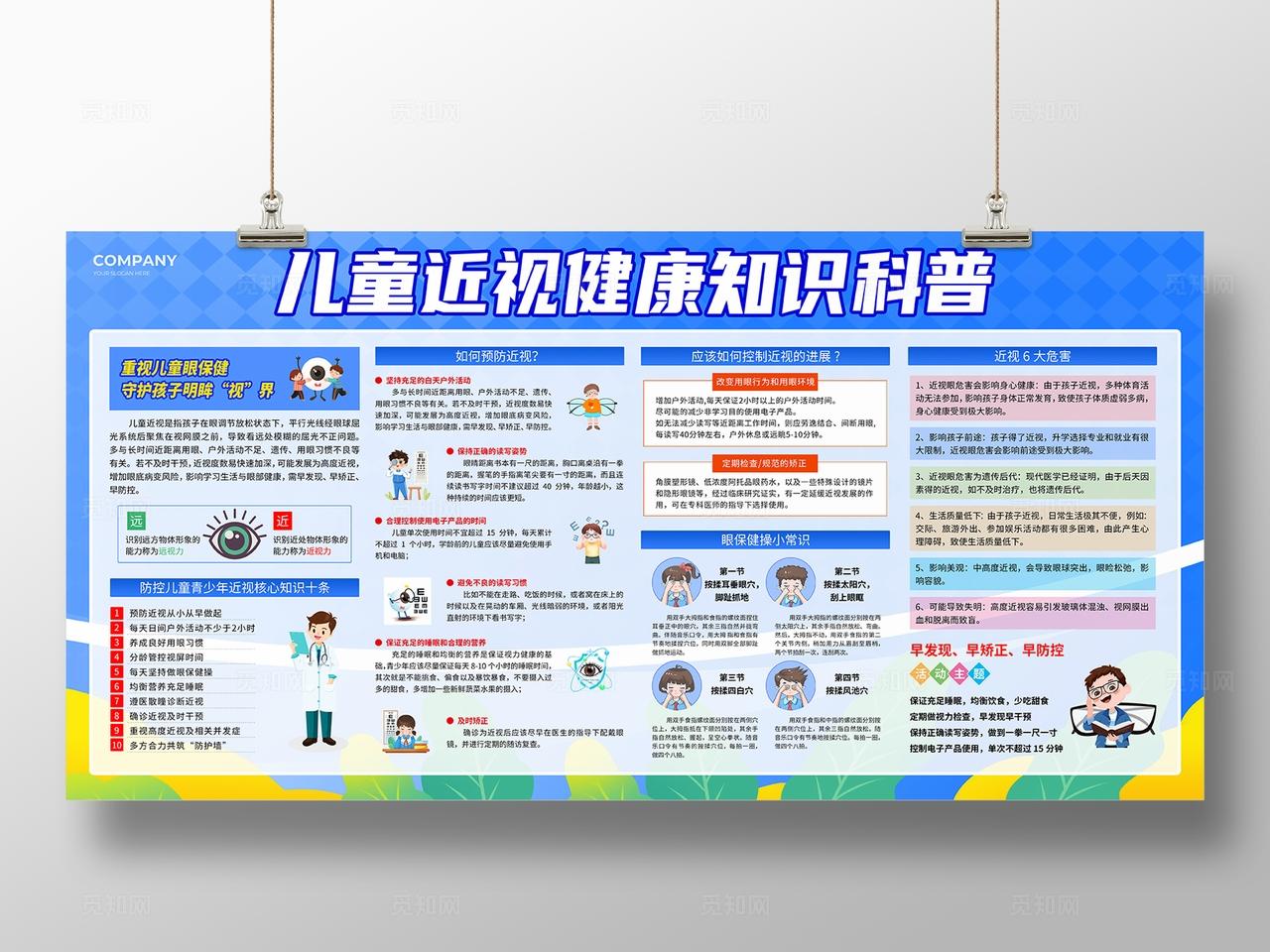 简约风孩子近视健康知识科普宣传展板医疗知识科普