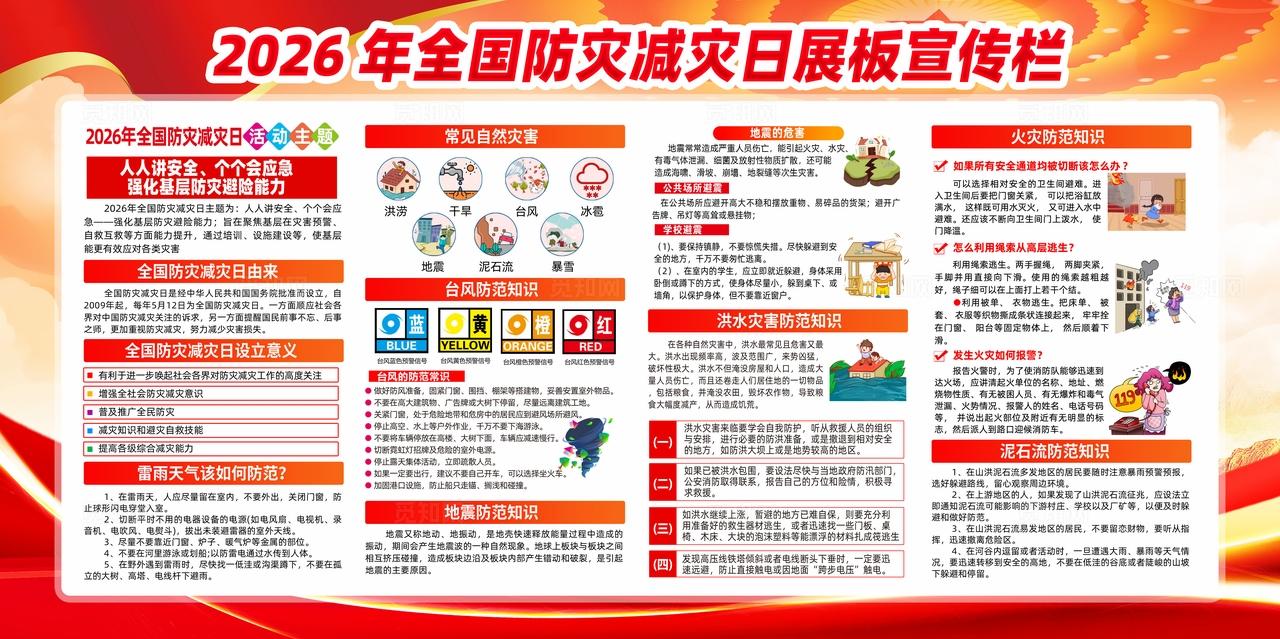 2026年全国防灾减灾日展板宣传栏