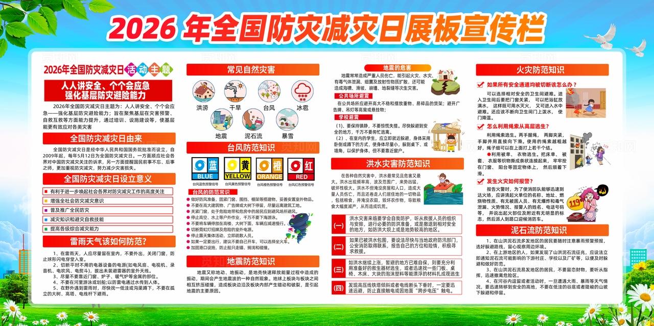 2026年全国防灾减灾日展板宣传栏