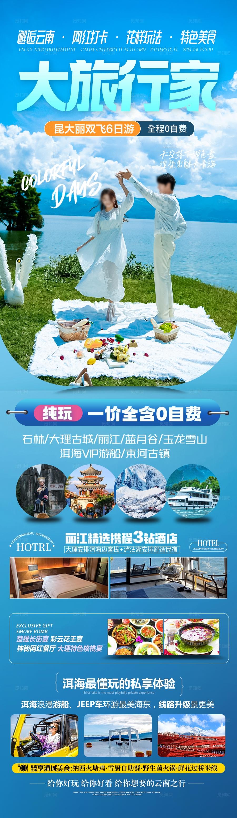 云南旅游海报昆明大理丽江西双版纳旅行