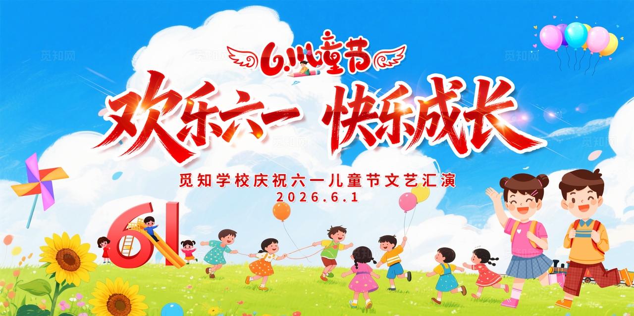 六一儿童节文艺汇演61舞台晚会背景展板