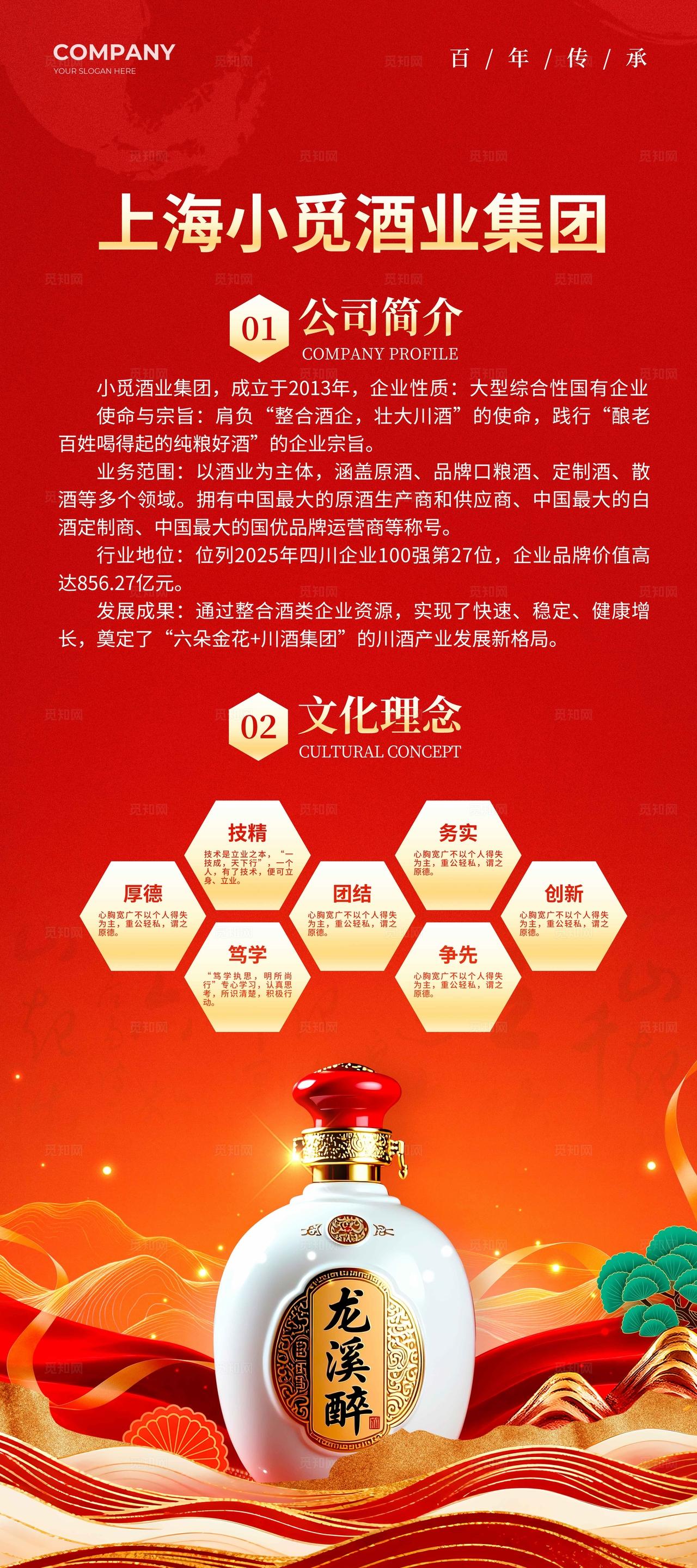红色国潮风格国酿天香酒业博览会kv