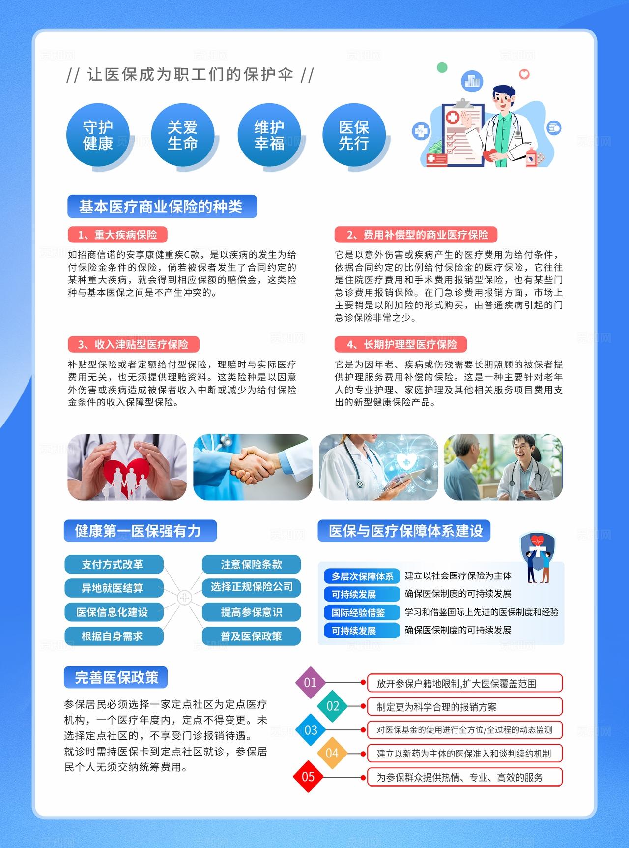 简约风医疗医保线下宣传单物料