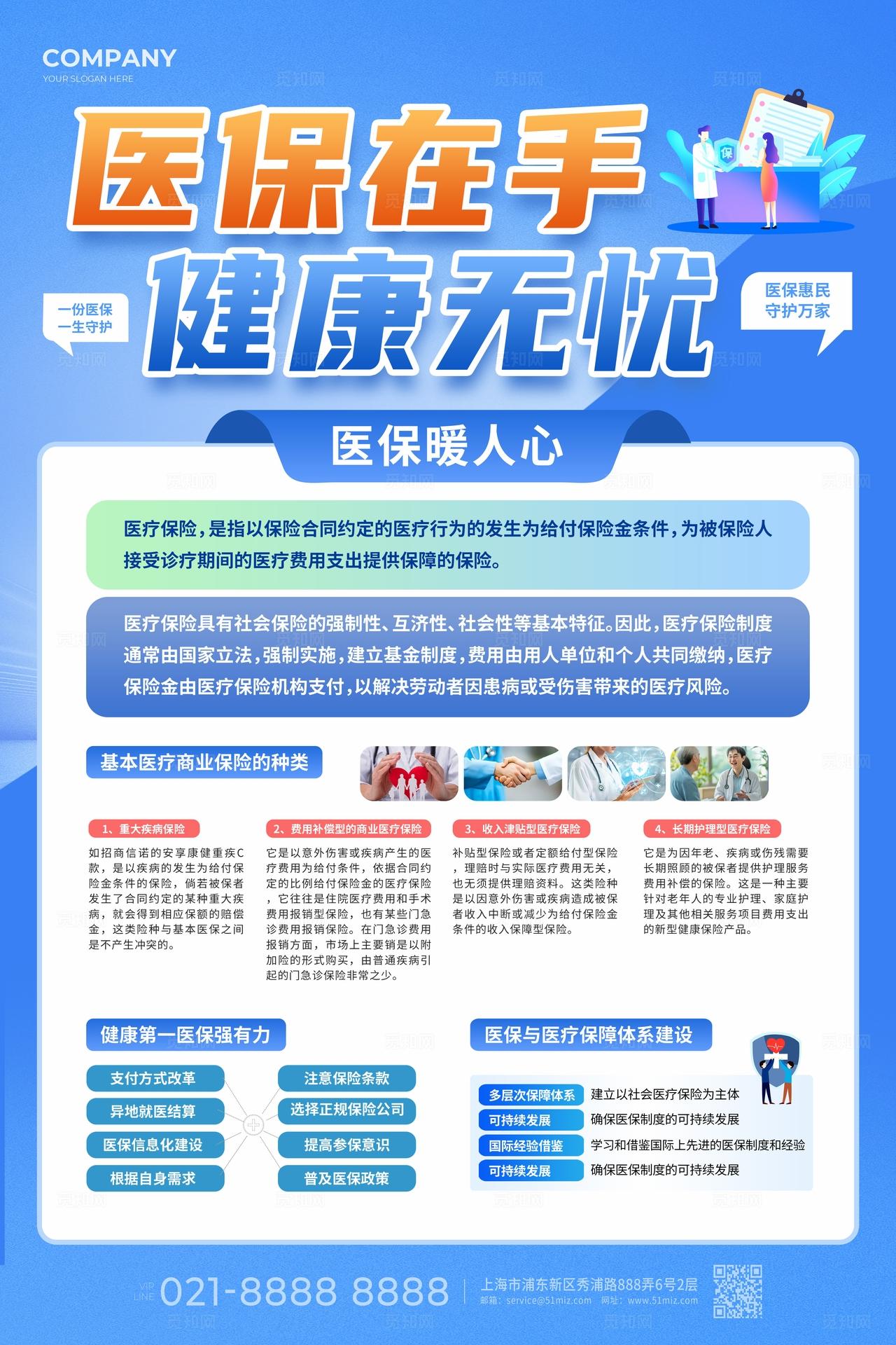 简约风医疗医保线下宣传文案海报物料