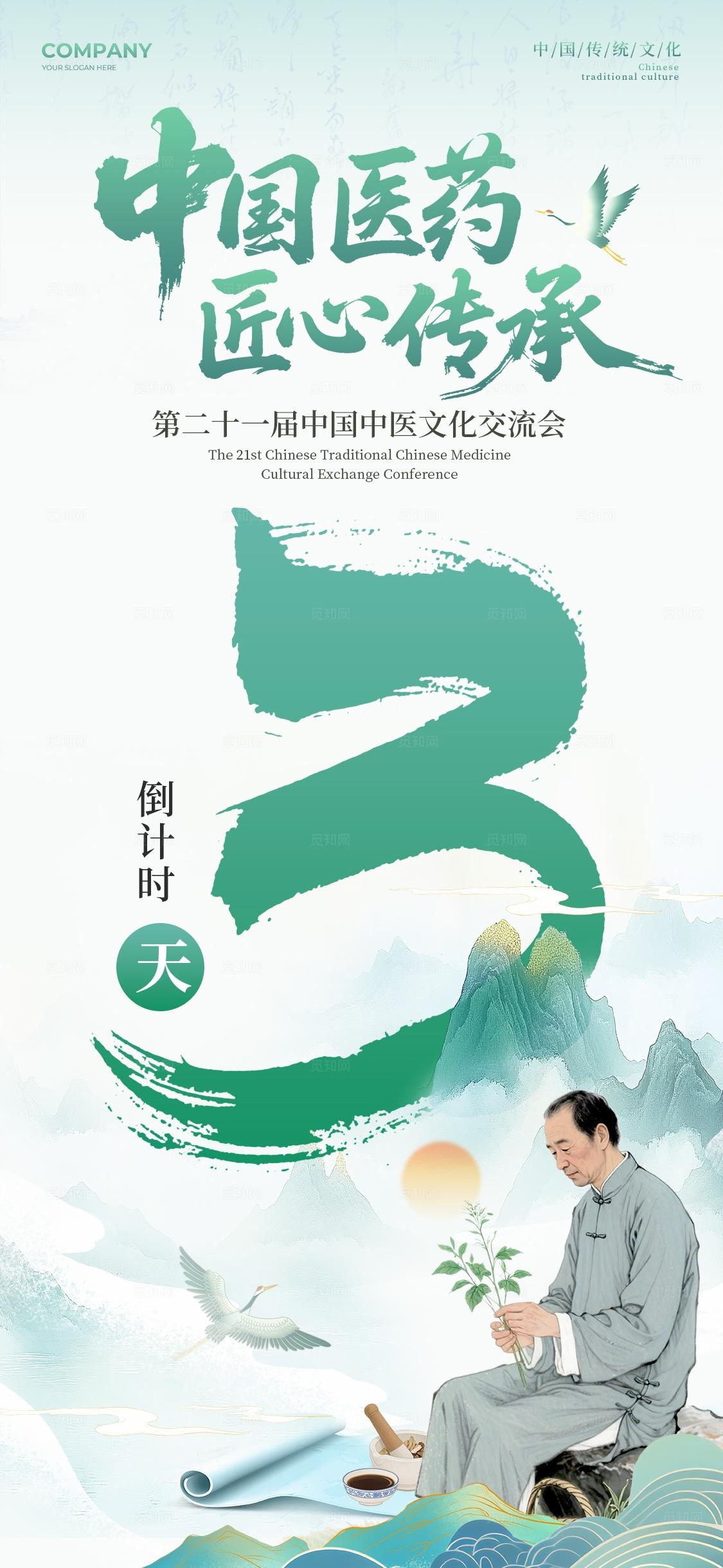 绿色中国风风格中国医药中医论坛交流会kv中医会议