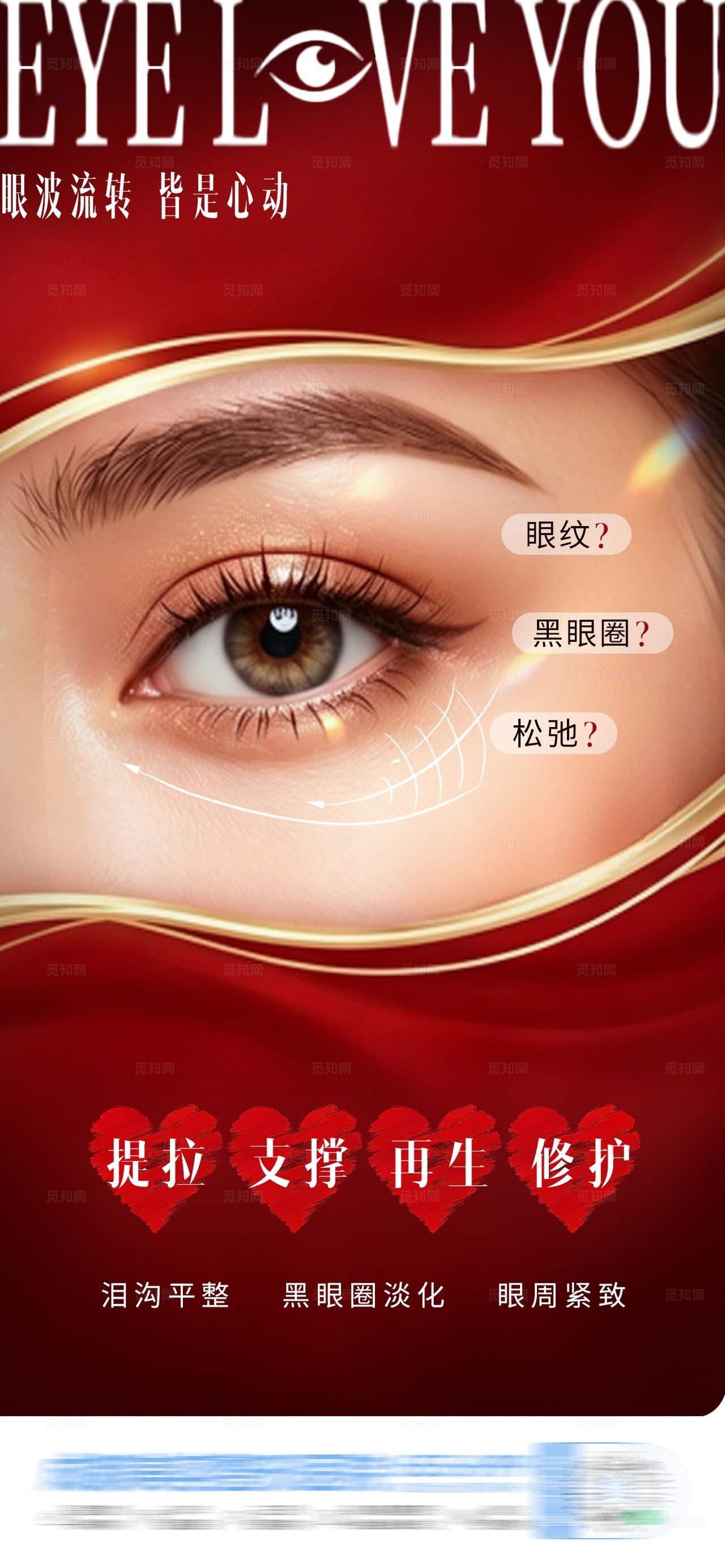 医美眼周美学眶C眼睛抗衰创意海报
