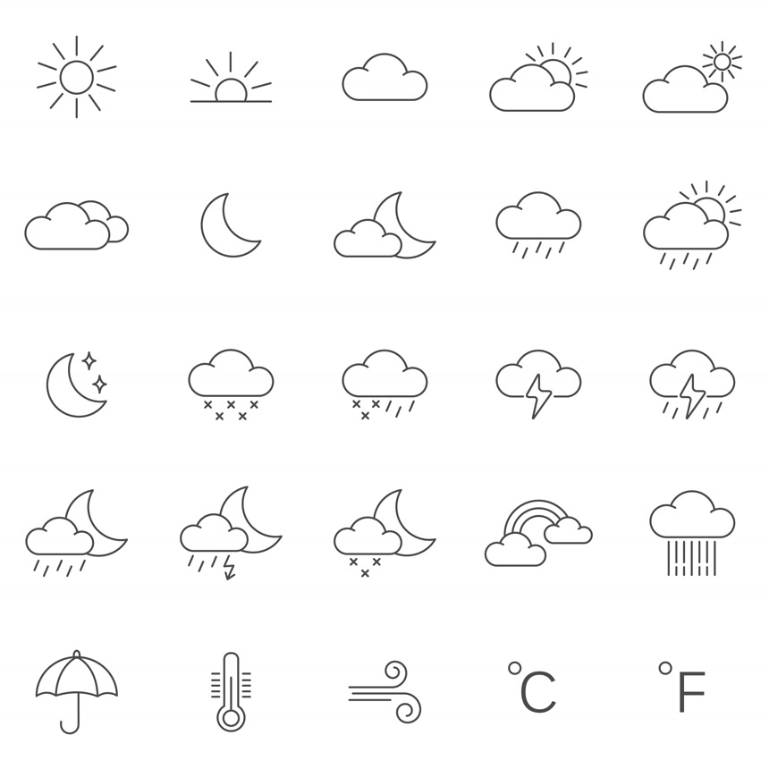 天气图标白底图天气简易画