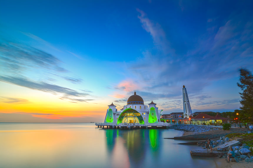 马来西亚天际线清真寺建筑绝美背景壁纸