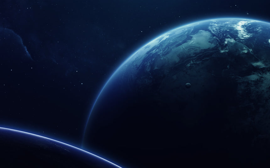 行星、恒星和星系在无尽的宇宙元素图  航空科技未知领域探索概念