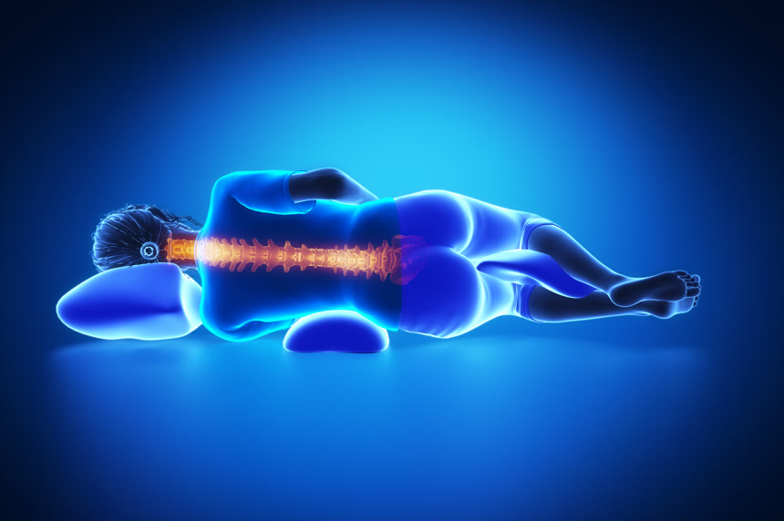 女人的好睡眠姿势3D透视图医疗人像