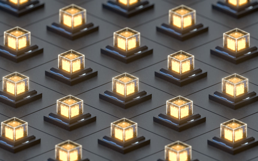 创意电子晶体立方体3D渲染计算机数字绘图电子元器件