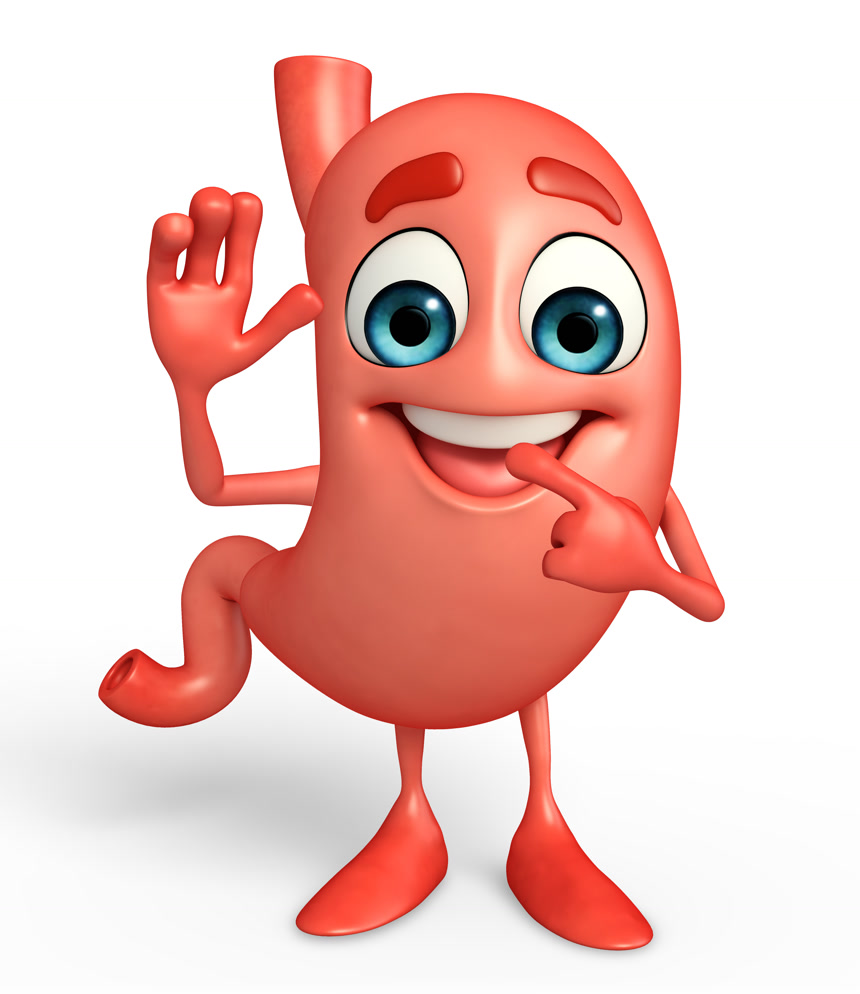 3D肠胃卡通形象医疗保健宣传白底图