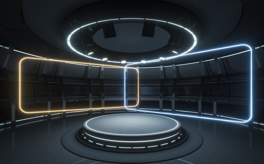 空房间和聚光灯3D渲染计算机数字绘图生活方式