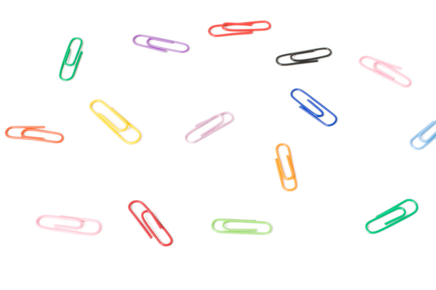 彩色回形针平图办公用品白底图