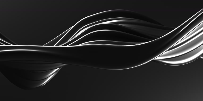 金属抽象波状液体背景.3D渲染说明