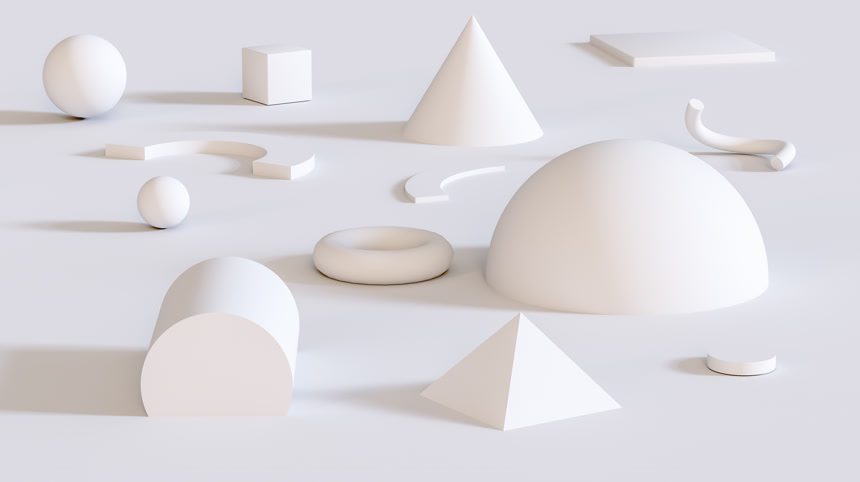 白色几何形状3d渲染立方体形状