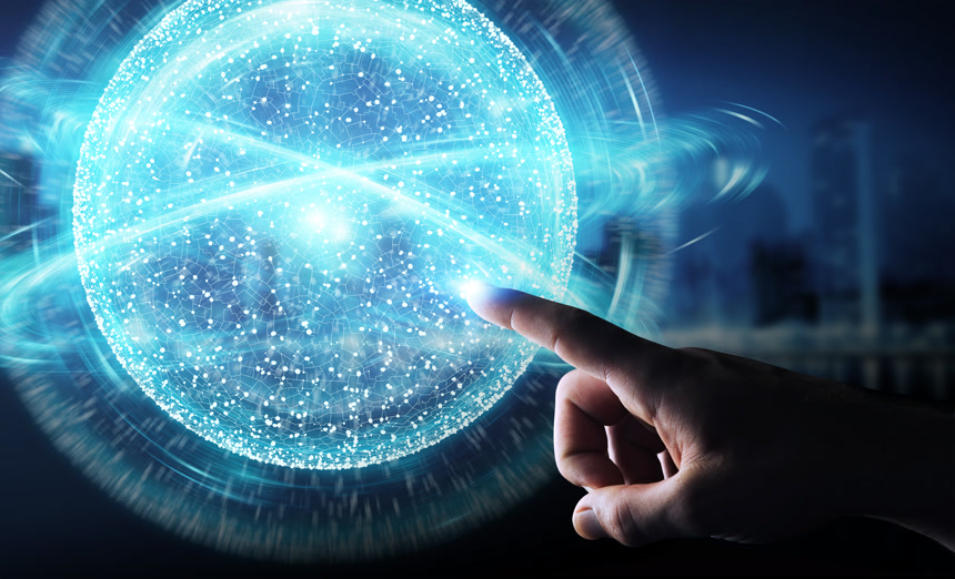 商人使用数字网络连接球面3d 渲染 数字网络 虚拟现实 