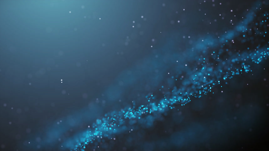流行抽象背景闪耀蓝色尘埃颗粒星星火花波3D动画星空背景