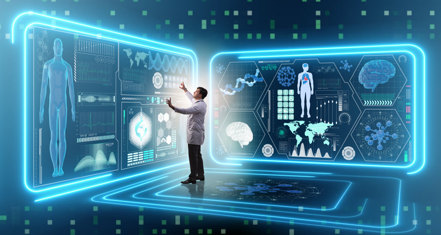 未来医学概念的男医生创意广告壁纸