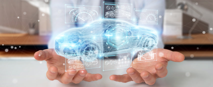 商人使用现代智能汽车接口3d 渲染 现代科技 智能汽车 