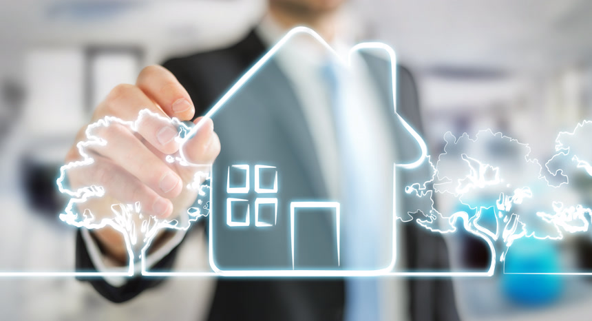 商人手绘房地产计划项目商务合作